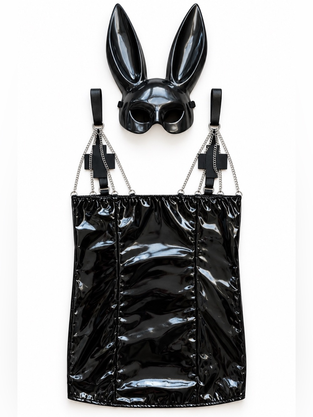 Black PVC Bunny Halloween Costume Lingerie